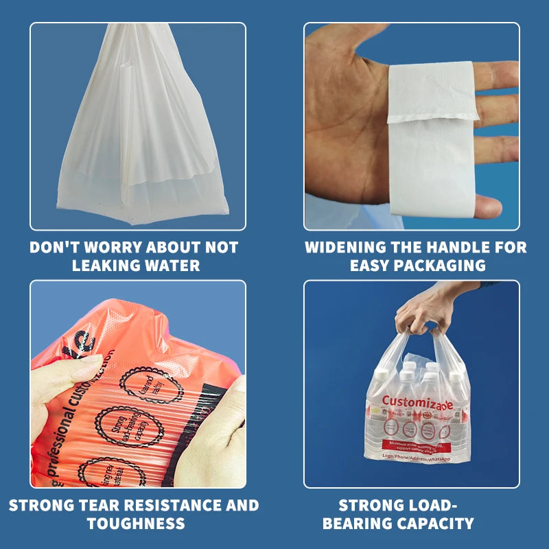 Custom Logo HDPE Shopping Bags | Reusable Supermarket Bags