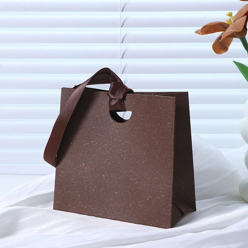 Custom Ribbon Handle Paper Gift Bags | Jewelry Packaging MOQ 100