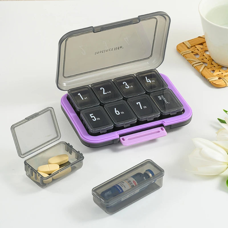 Custom 8 Grid Weekly Pill Box | 120 Pcs MOQ BPA Free Travel Organizer