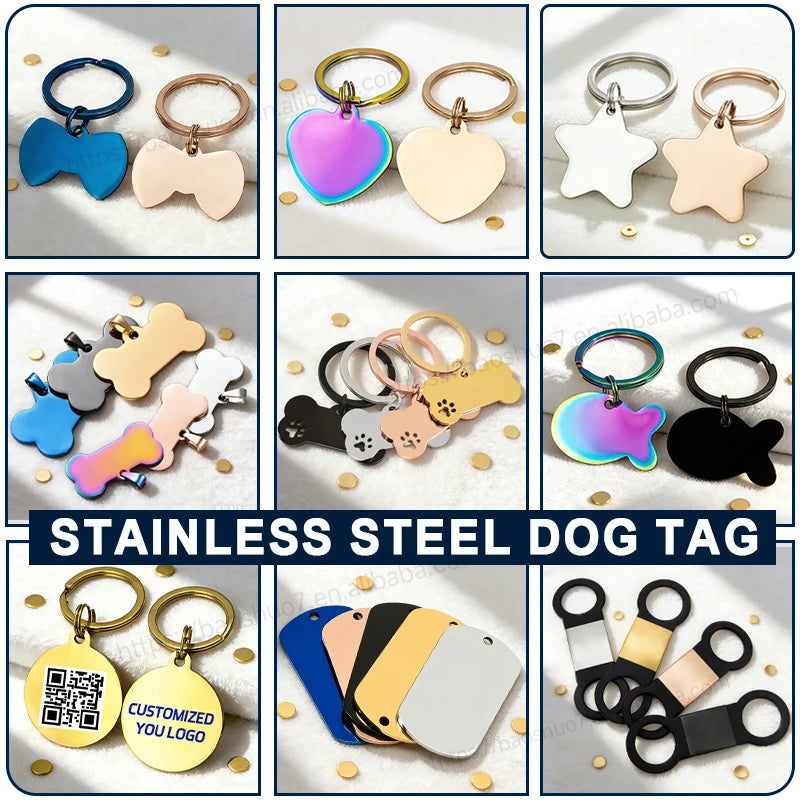 Custom Stainless Steel Pet ID Tags with Laser Engraving | 100 MOQ for Dog Tags & Keychains