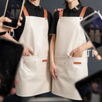 Custom PU Leather Sleeved Aprons with Logo | 50 MOQ for Restaurant Kitchen & Catering Staff Uniforms