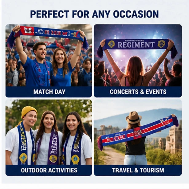 Custom Jacquard Fan Scarves | 100-Piece MOQ & 15-Day Lead Time | Team Logo & Slogan | Sports