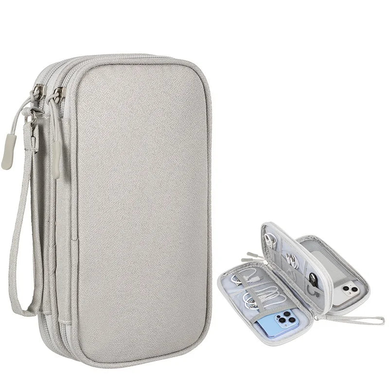 Custom Waterproof Cable Organizer Pouch 600D Oxford | Double Layer Storage Bag for Tech Accessories | Bulk Wholesale