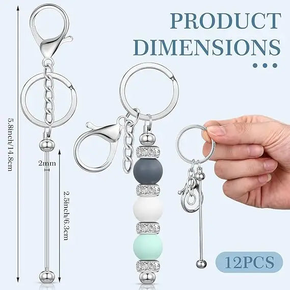 Custom DIY Beadable Keychain Kit | Metal Bars & Silicone Beads | MOQ 10