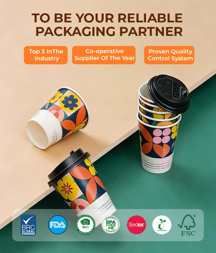 Custom Logo Single Wall Coffee Paper Cup for Cafe and Office