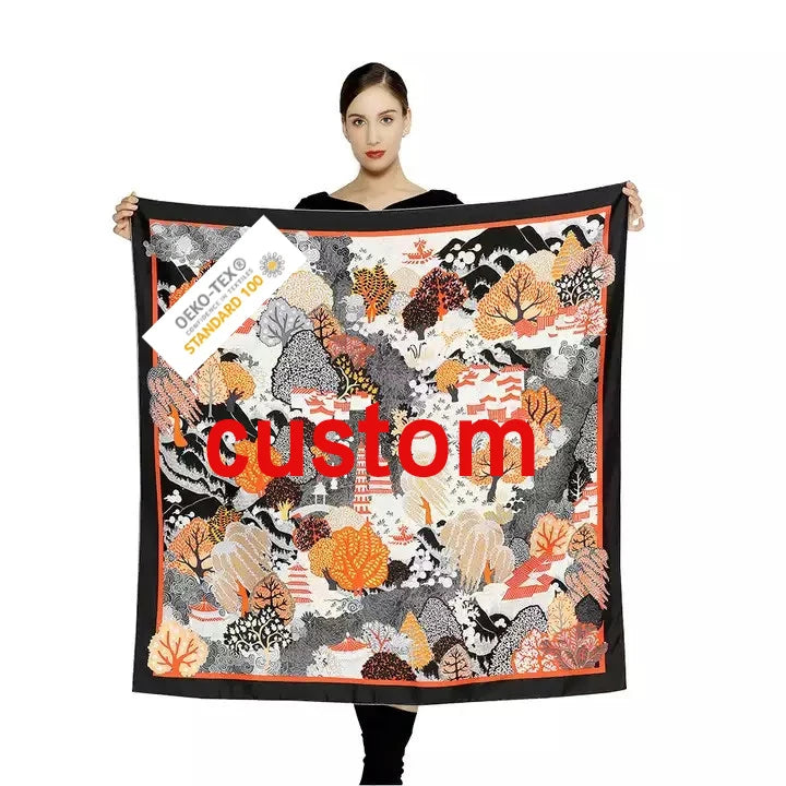 Custom 100% Silk Scarves Digital Printing | 20 MOQ Oeko-Tex Certified Corporate Gifts
