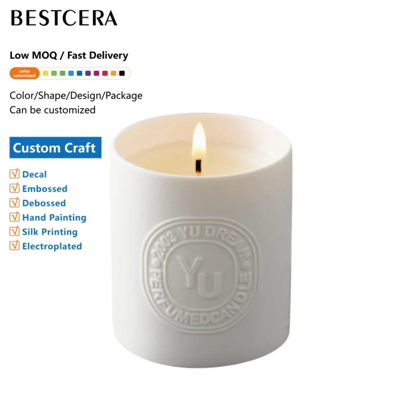 Custom Ceramic Candle Jars 5oz | Matt Porcelain with Logo MOQ 500