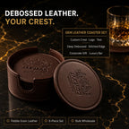 Custom Debossed Coaster Set with Holder | 6-Piece | Logo MOQ 500