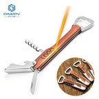 Wooden Wine Bottle Opener | Custom Laser Engraving | 3-in-1 Corkscrew