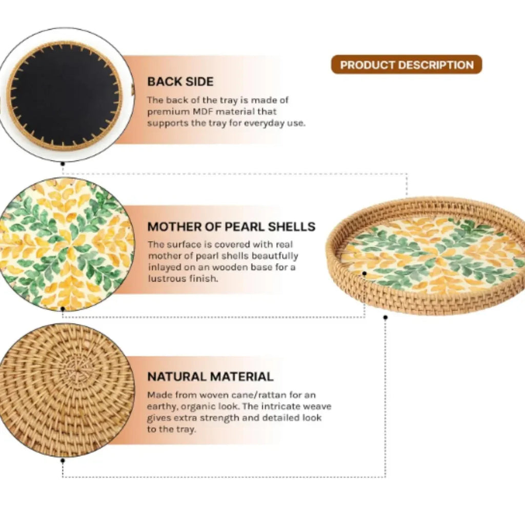 Hand-Woven Rattan Shells Tray | Multi-Purpose Serving Storage