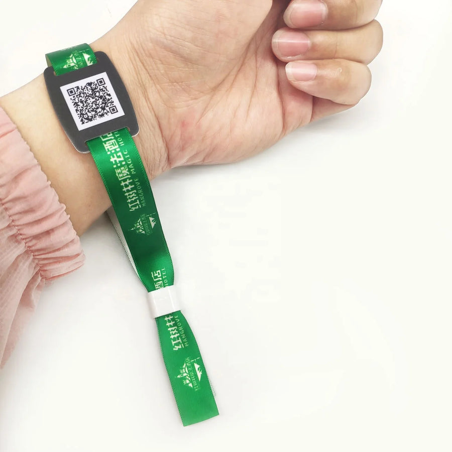 Custom RFID Woven Wristband 350x15mm | 100 Pcs MOQ Heat Transfer Print