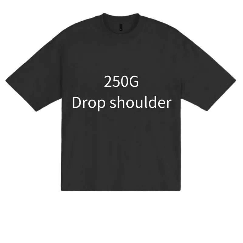 Custom Logo Heavyweight Oversized Cotton T-Shirt (250 GSM, Drop Shoulder)