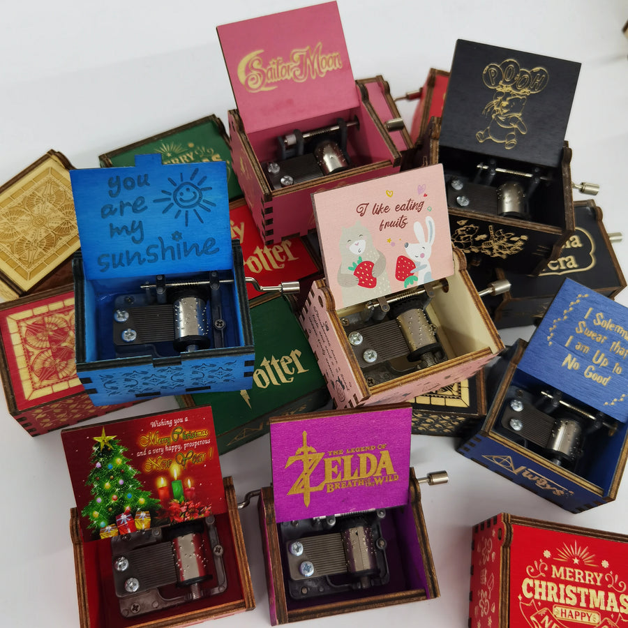 Custom Wooden Music Box | Hand Crank Children's Gift | Bulk Holiday Gifts