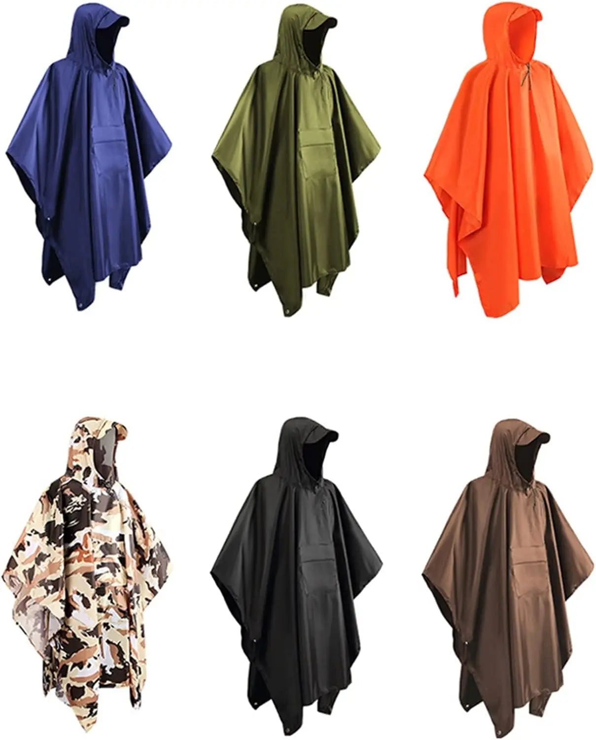 Multifunctional PVC Hooded Rain Poncho Waterproof Raincoat Outdoor Camping Hiking Climbing Recyclable Rain Gear Logo Decoration