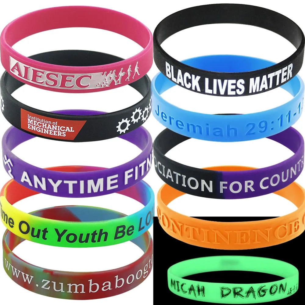 Custom Silicone Wristbands: 100% Eco-Friendly, CMYK Print, QR Code, Free Samples