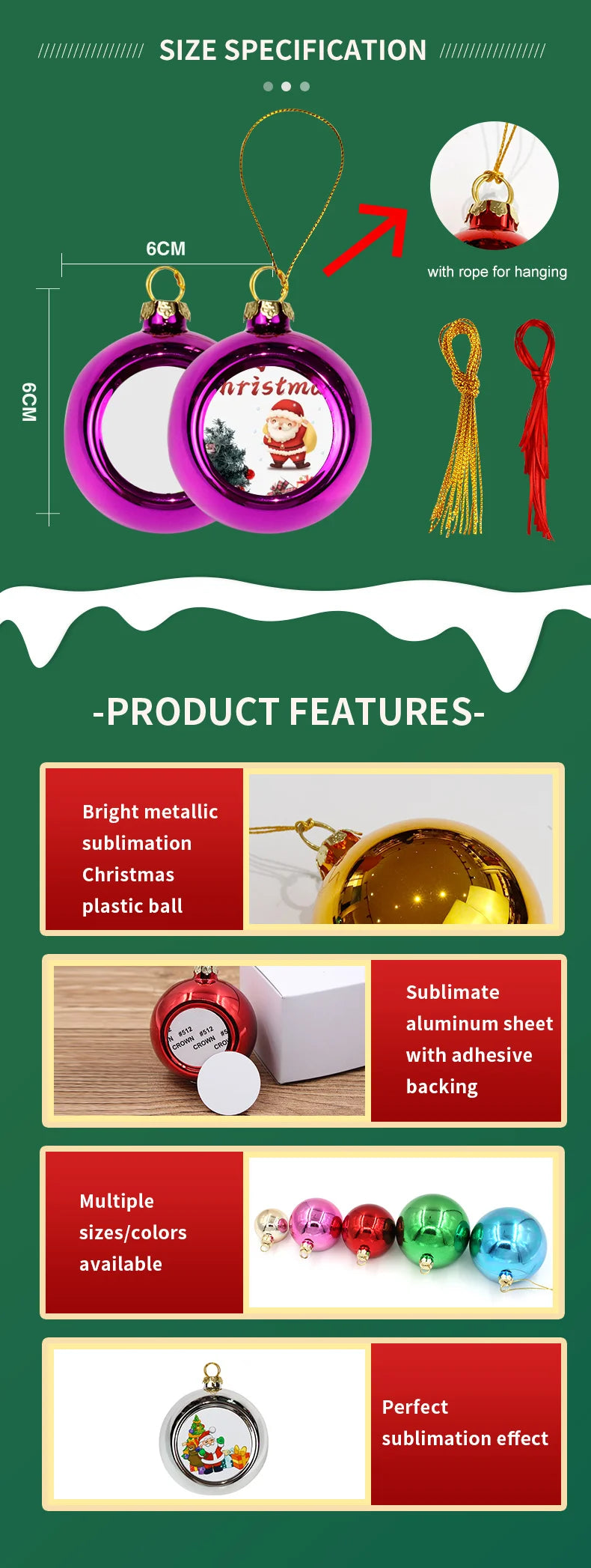 Custom Sublimation Christmas Ornaments with Logo | MOQ 5000