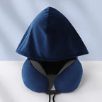 High Support Memory Foam U Shaped Travel Neck Pillow with Hood