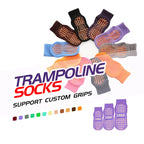 Custom Anti-Slip Trampoline Socks | Adult Kids Non-Slip Rubber Grip | 500 MOQ | Polyester/Spandex