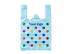 Bulk Recyclable Custom logo T-shirt Bags Food Grade Thickened for Checkout Supermarket Commercial Shopping Bags