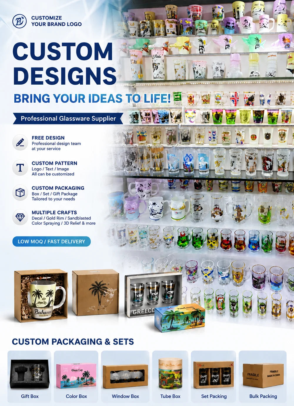 Custom Shot Glasses 50ml with Logo | Sublimation Printing | Bulk Corporate Gifts