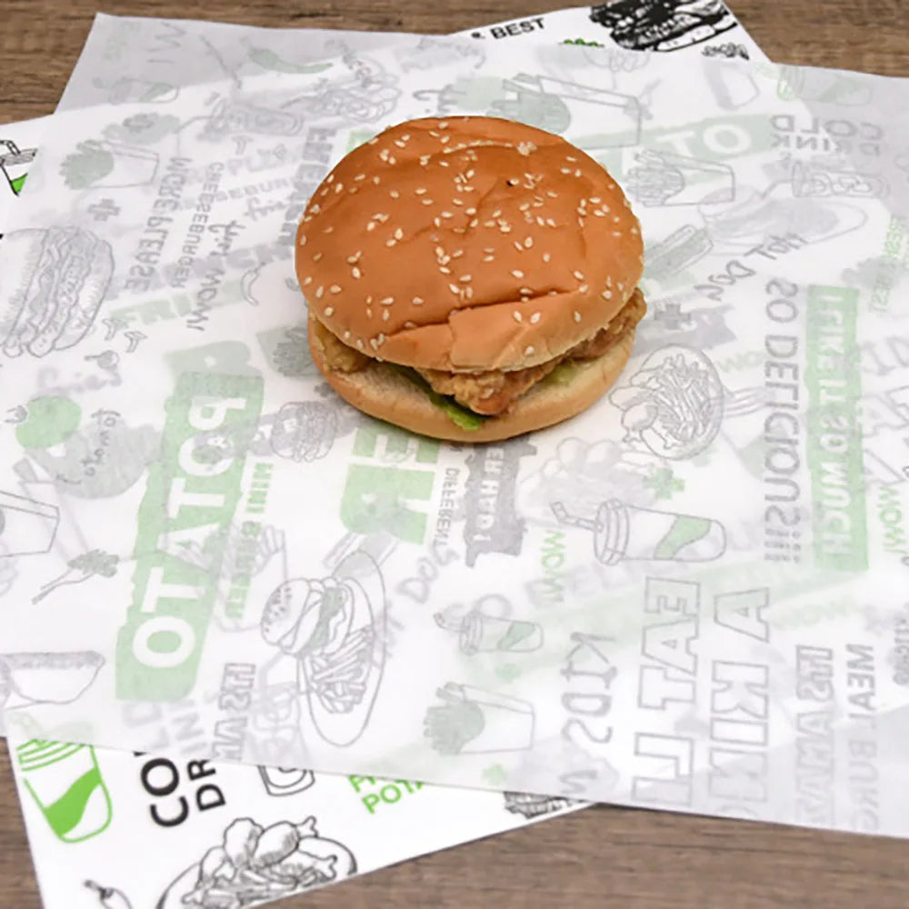 Custom Greaseproof Wax Paper with Logo | 10,000 MOQ Restaurant