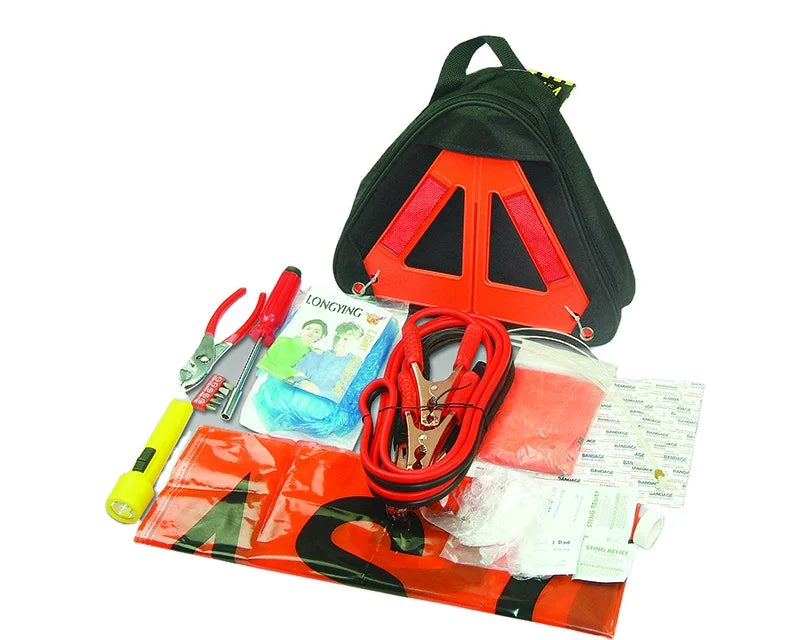 Custom OEM 600D Nylon Car Safety Kit | 11-Piece Roadside Emergency Tool Set | 100 MOQ