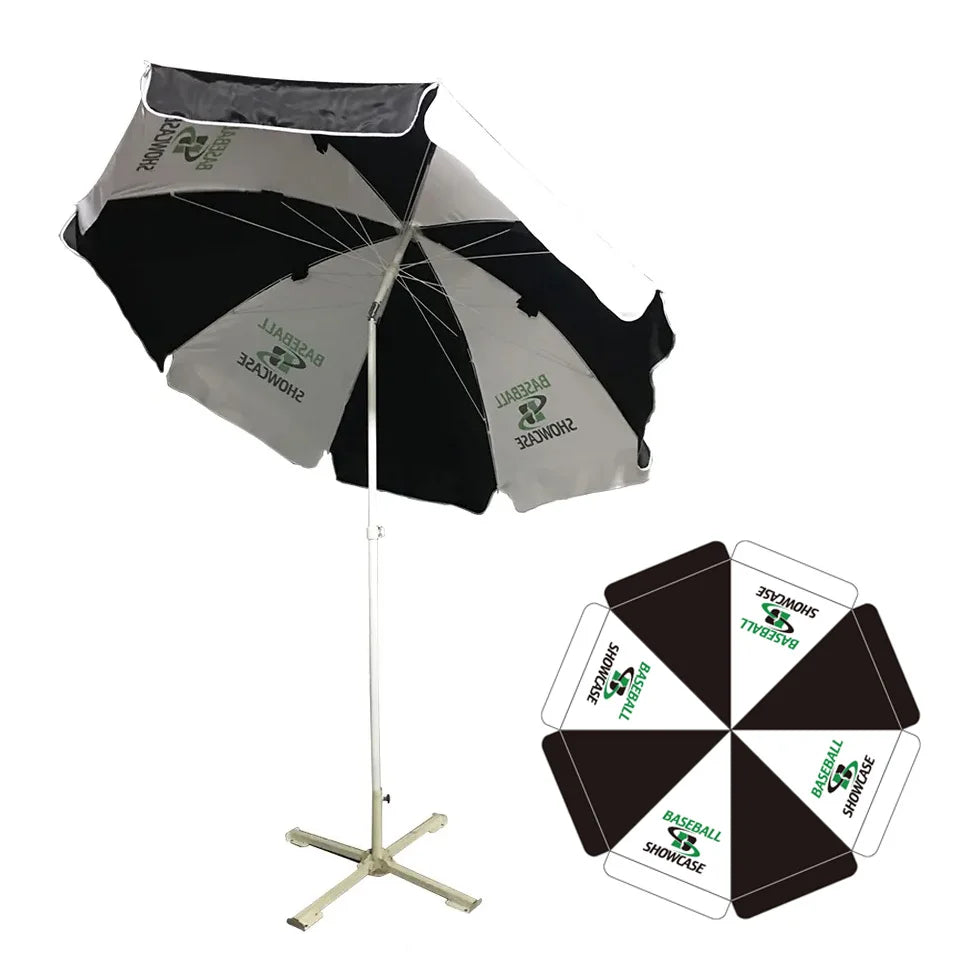 Custom Beach Umbrella 1 PC MOQ | Promotional Parasol with Logo Print