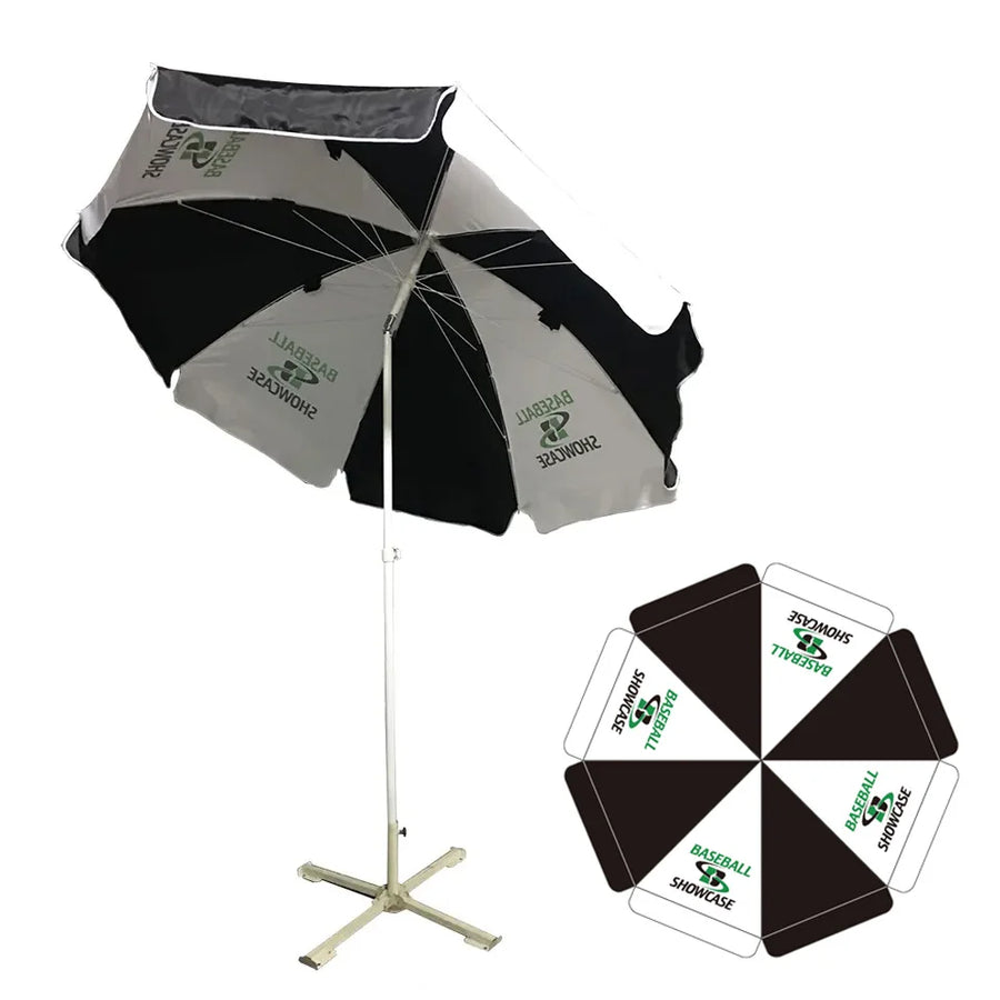 Custom Beach Umbrella 1 PC MOQ | Promotional Parasol with Logo Print