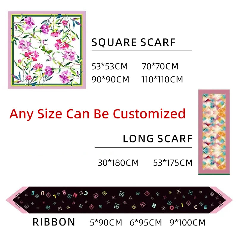 Custom 100% Silk Scarves Digital Print | 30-Piece MOQ & 8-Day Lead Time | Your Own Design