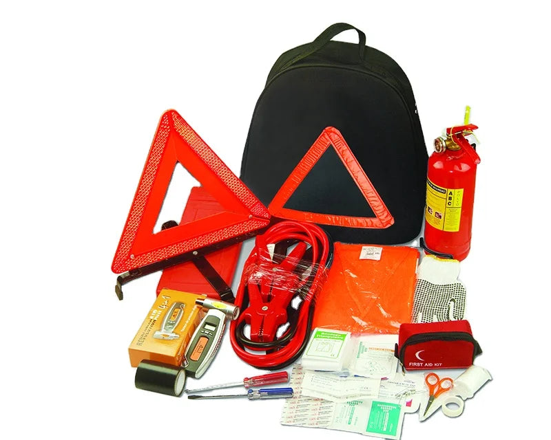 Custom OEM 600D Nylon Car Safety Kit | 11-Piece Roadside Emergency Tool Set | 100 MOQ