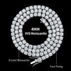 Moissanite Tennis Chain 925 Silver | Custom Logo, MOQ 1