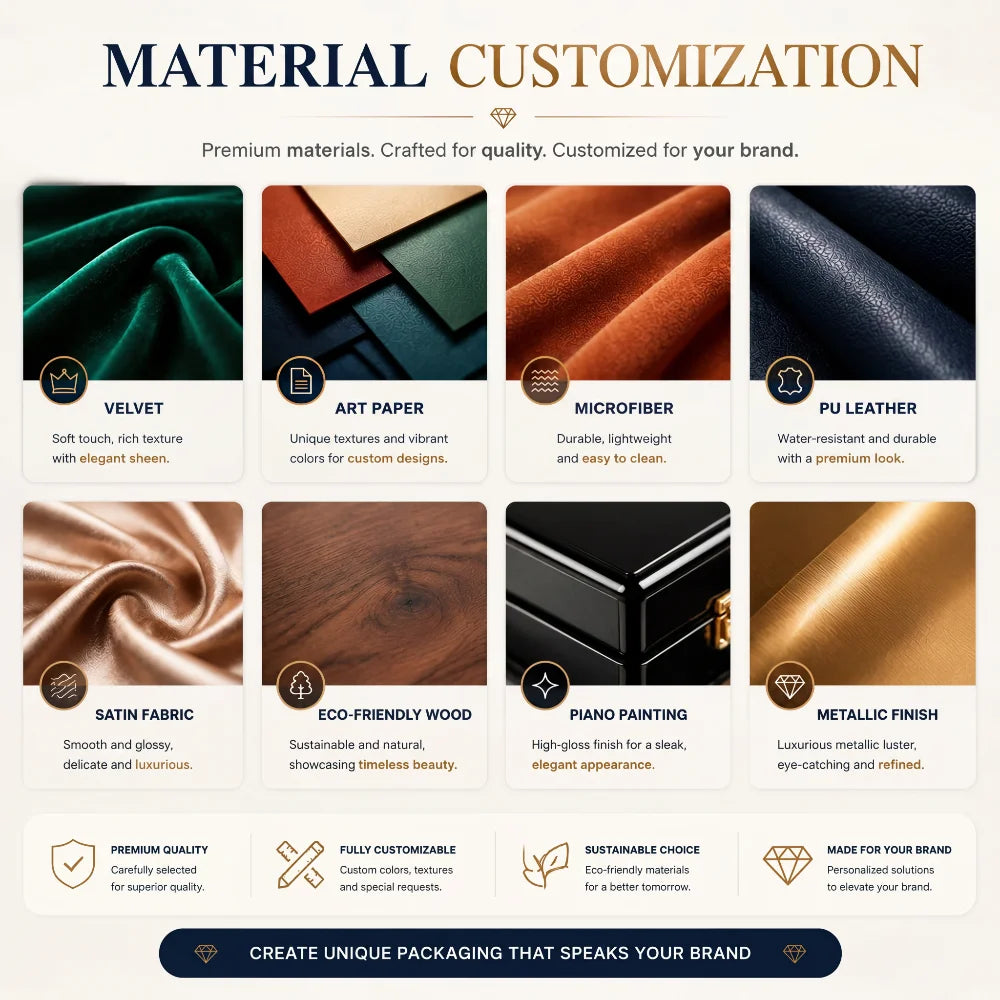 Custom PU Leather Jewelry Boxes with Logo | MOQ 100