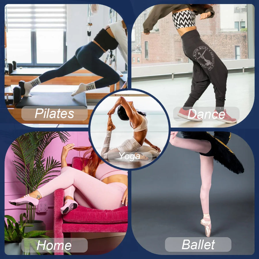 Custom Anti-Slip Grip Socks Women | Yoga Pilates Fitness | 100 MOQ | Rubber Sole | 6 Printing Methods