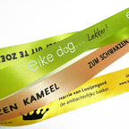 Custom Printed Satin Ribbon | 64 Colors | Gold Foil Logo | 5000m MOQ