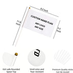 Custom Handheld Flags 100% Polyester | Digital CMYK Printing | 100 MOQ | 5-Day Lead Time