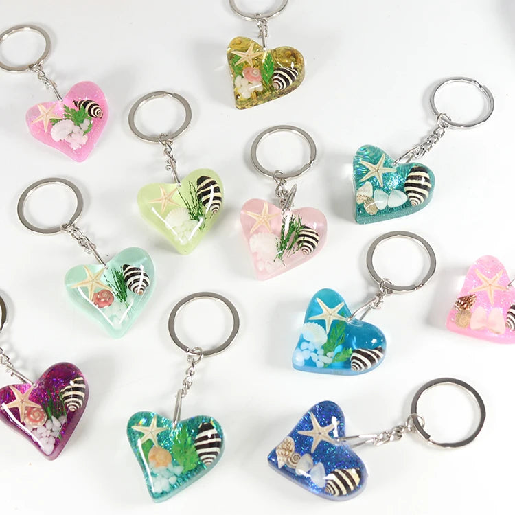 Custom Starfish Keychains: 12 MOQ, 15-Day Lead, 3D Resin | Real Shell Epoxy Keyrings for Gifts
