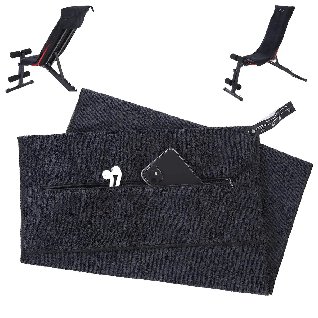Custom Microfiber Gym Bench Towel with Zipper Pocket for Training, Studio Use & Wellness Programs