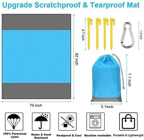 Custom Sand-Free Beach Mat 500pcs MOQ | Waterproof Foldable 210D Polyester, Logo Print for Camping