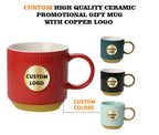 Custom Logo Ribbed Ceramic Mug - Premium Textured Coffee Cup
