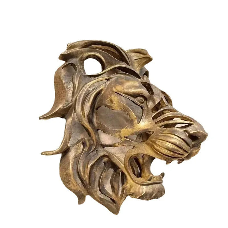 Hand-Painted Resin Lion Head Sculpture | Antique Wall Decor | Wholesale