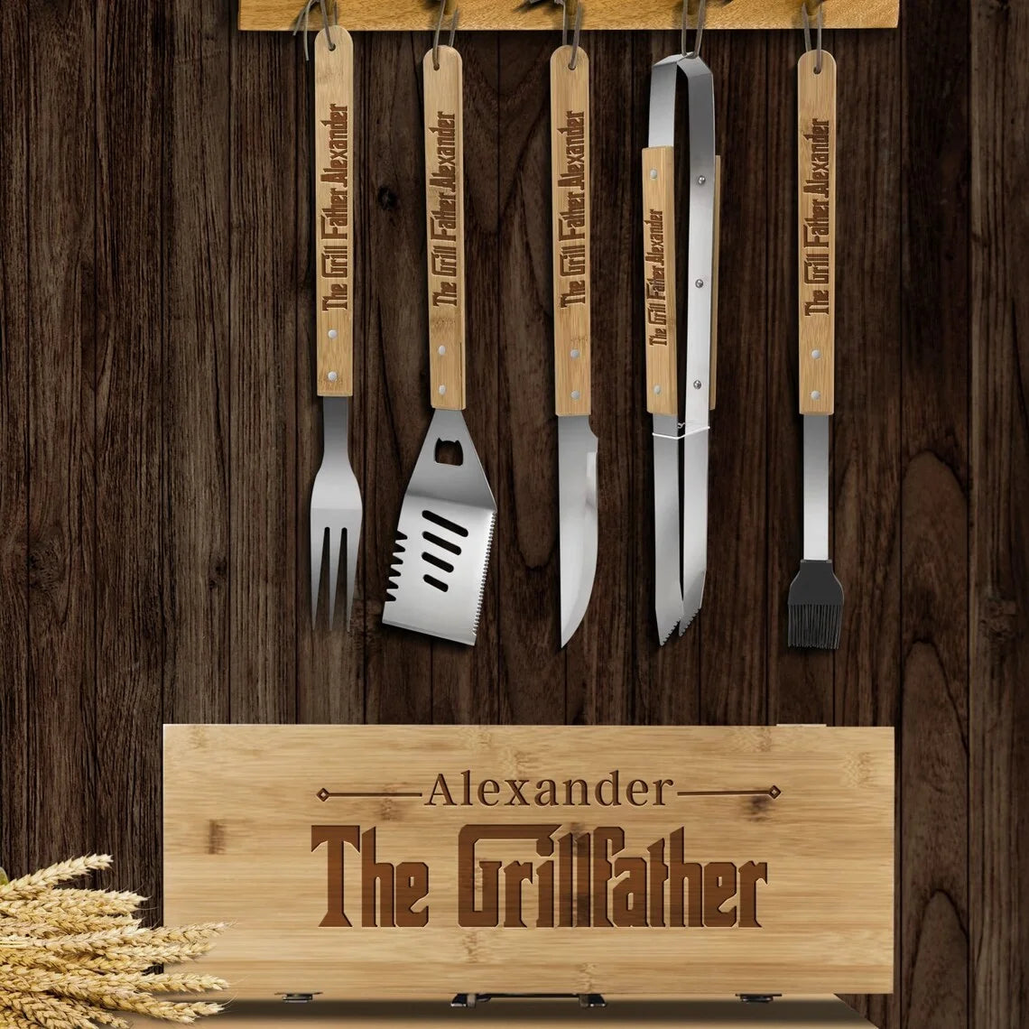 Custom Engraved Bamboo BBQ Set | 200 MOQ | 25-Day Lead Time