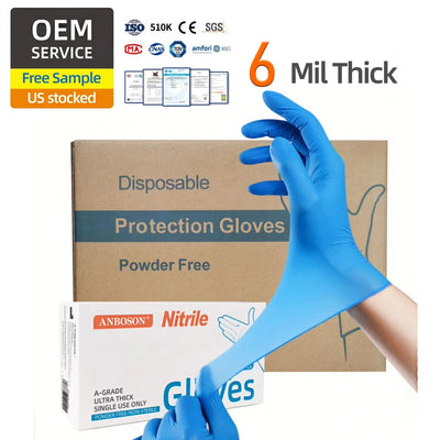 6 Mil Nitrile Gloves AQL 1.5 | 510K/CE Certified | Custom Logo | Bulk