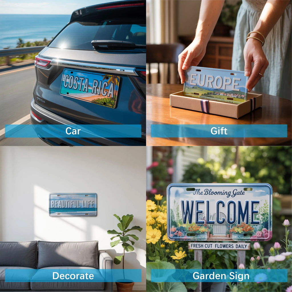 Custom Aluminum License Plates USA Size | Embossed Logo 0.3-1mm Thickness | Bulk Souvenirs