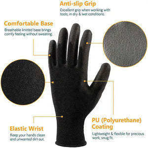 13G PU Coated Work Gloves with CE EN388 4131X | Anti-Slip, Custom Logo Bulk Order