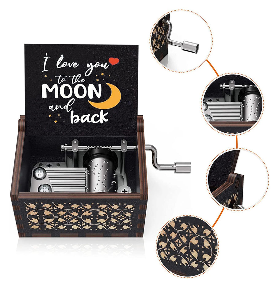 Custom Wooden Music Boxes with Logo | Hand Cranked MOQ 5
