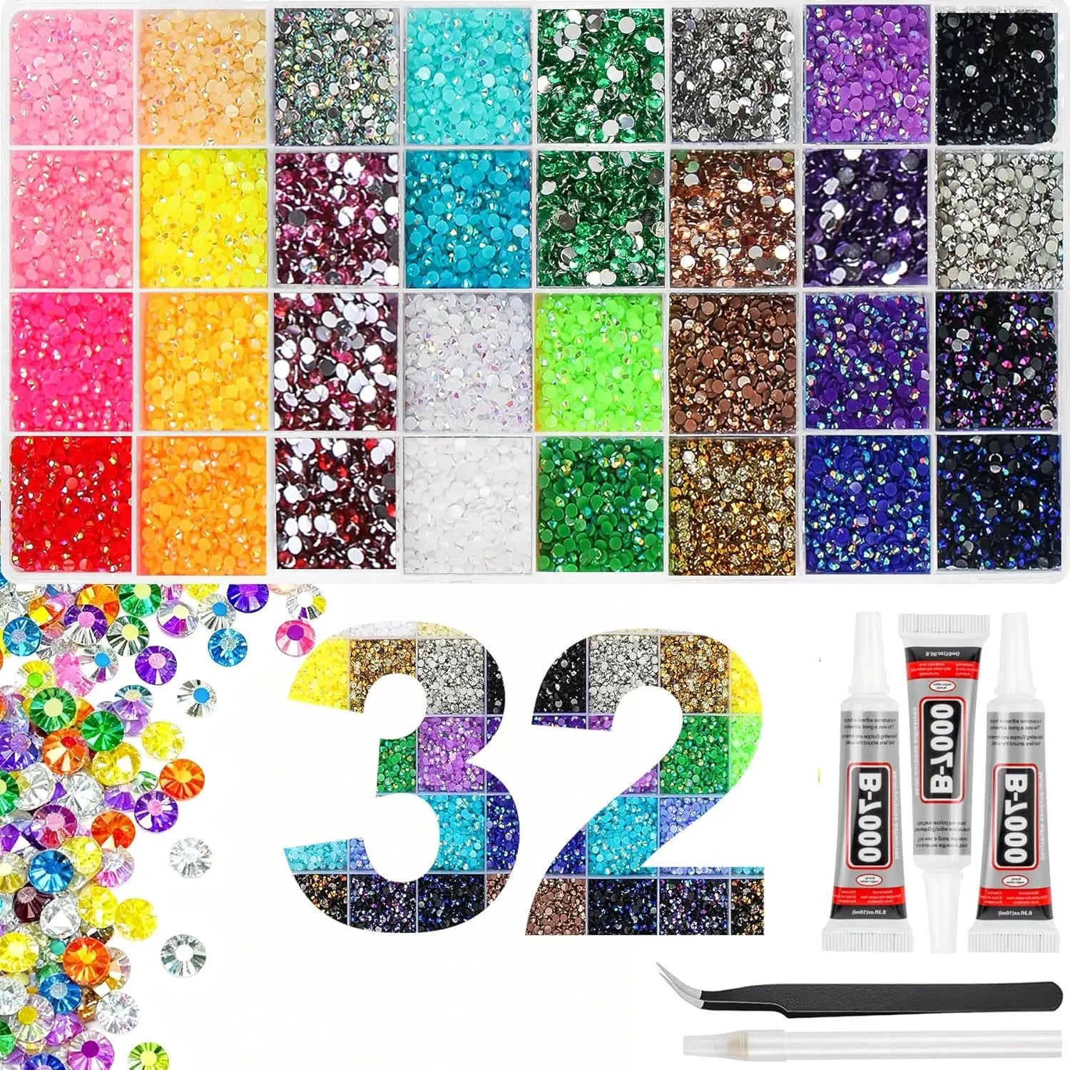 40 Color Resin Rhinestone Set 3mm | 14 Facets | DIY Nail Art Craft