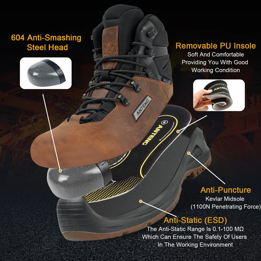Custom S3 Composite Toe Work Boots with Logo | OEM MOQ 500