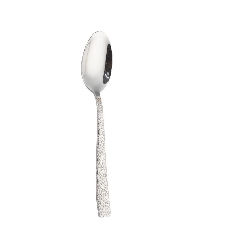 Hammer Pattern Tableware Set | 6-Piece Stainless Steel | Hotel MOQ 50