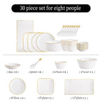 Nordic Ceramic Dinnerware Set | Gold Rim Tableware