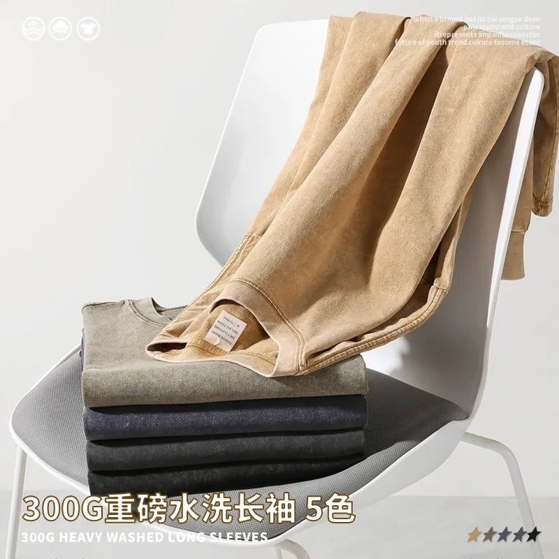 300G Heavyweight Long-Sleeve T-Shirt | Pure Cotton Oversized Fit